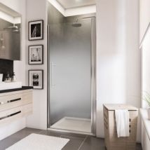 Porte de douche pivotante, 80 x 192 cm, Schulte NewStyle, verre transparent anticalcaire, Brouillard