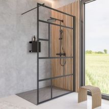 Paroi de douche fixe à l'italienne 140 x 200 cm NewStyle Schulte, Walk In style verrière atelier, verre de sécurité anticalcaire