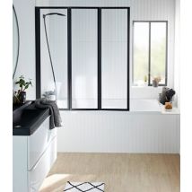 Pare-baignoire 3 volets noir mat 127 x 140 cm Schulte Golf quattro