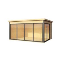 Abri de jardin + plancher Domeo 4 Plus en bois coloris naturel ép.44 mm surface extérieure 12,82 m²