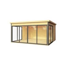 Abri de jardin + plancher Domeo 5 Plus en bois coloris naturel ép.44 mm surface extérieure 17,5 m²