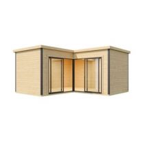 Abri de jardin + plancher Domeo 6 Plus en bois coloris naturel ép.44 mm surface extérieure 17,9 m²