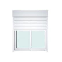 Baie vitrée coulissante alu + volet roulant électrique Goodhome blanc - l.240 x h.200 cm - Uw 1,7