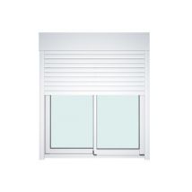 Baie vitrée coulissante alu + volet roulant électrique Goodhome blanc - l.240 x h.215 cm - Uw 1,7