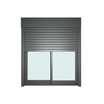 Baie vitrée coulissante alu + volet roulant électrique Goodhome gris - l.240 x h.200 cm - Uw 1,7