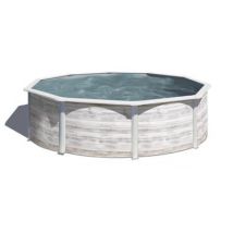 Piscine hors sol acier aspect bois Gré Finlande ø4,80 x h.1,22 m