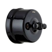 Interrupteur va-et-vient Fontini Garby Porcelaine noire, manette noire en saillie
