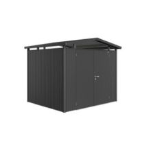 Abri de jardin double porte Biohort Panorama P3 en métal coloris gris foncé métallique ép.0,53 mm surface extérieure 6,49 m²