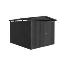 Abri de jardin simple porte Biohort Panorama P5 en métal coloris gris foncé métallique ép.0,53 mm surface extérieure 8,68 m²