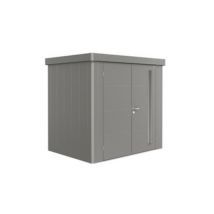 Abri de jardin double porte Biohort Neo 1B en métal coloris gris quartz métallique ép.0,53 mm surface extérieure 3,6 m²