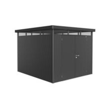 Abri de jardin double porte Biohort HighLine H5 en métal coloris gris quartz métallique ép.0,53 mm surface extérieure 8,66 m²