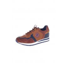 - Sneakers en cuir marron et bleu marine