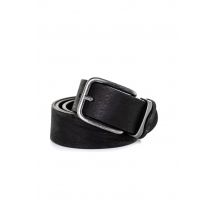 - Ceinture en cuir noir avec boucle argent
