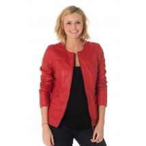 CITYZEN - Spencer femme rouge en cuir de mouton