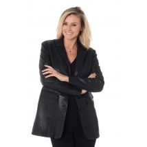 CITYZEN - Blazer long femme en cuir de mouton noir