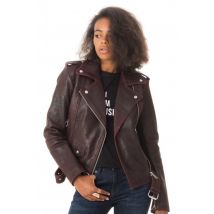 LADC - Perfecto en cuir aubergine effet craquelé