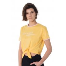 LA PETITE éTOILE - T-shirt gialla con fiocco sul fondo