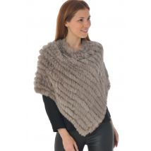 OAKWOOD - Poncho femme en lapin tressé beige foncé