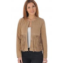 OAKWOOD - Blouson en cuir aspect daim avec tresse et franges
