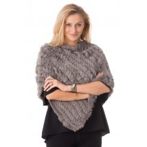 OAKWOOD - Poncho en lapin tressé gris