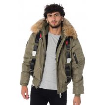 THE NEW DESIGNERS - Bomber à capuche kaki homme avec sangles