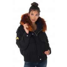- Blouson femme avec fourrure en raccoon orange