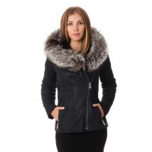 GIOVANNI - Mouton retourné à capuche avec fourrure de renard