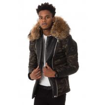 HORSPIST - Doudoune homme camouflage col fourrure naturel