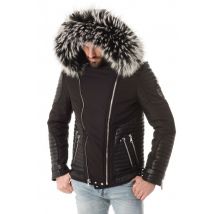 HORSPIST - chaqueta de plumón negro horspist con pelo plateado