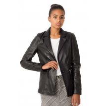 ROSE GARDEN - Blazer femme en cuir d'agneau noir