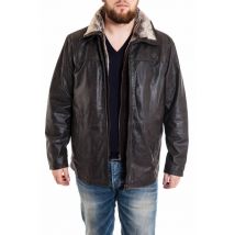 LUCINA - Surveste Homme Lucina en cuir Grande Taille Marron