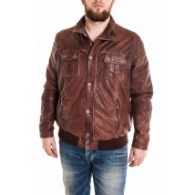LUCINA - Blouson Col montant Homme Marron vieilli Grande Taille