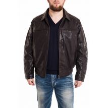 LUCINA - Blouson sportswear Homme marron en cuir Lucina
