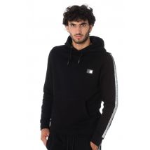 THE NEW DESIGNERS - Sudadera con capucha negra con rayas plateadas hombre