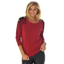 KAPORAL - Tee-shirt rouge avec épaules à motifs