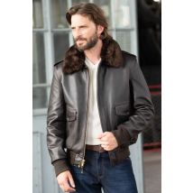 SCHOTT - Blouson pilote homme SCHOTT en cuir marron