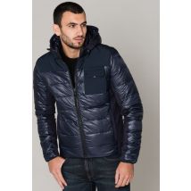 - Blouson bi matière bleu