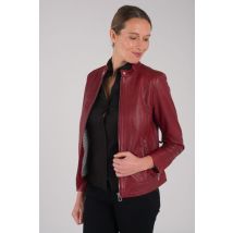 ROSE GARDEN - Blouson en cuir rouge grande taille