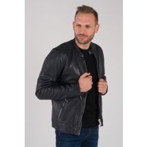 - Blouson en cuir bleu homme