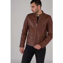 - Blouson en cuir homme cognac