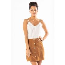 DAYTONA - Jupe taille haute en cuir suede velours