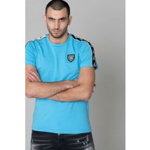 HORSPIST - Camiseta azul turquesa con ribete en los hombros