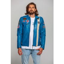 CLASSIC LEGEND MOTORS - Blouson vintage racing en cuir bleu
