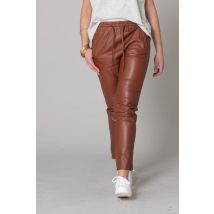 OAKWOOD - Pantalon jogpant en cuir marron