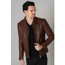 - Blouson en cuir marron ecofriendly