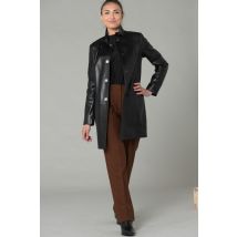 CITYZEN - Manteau en cuir noir femme