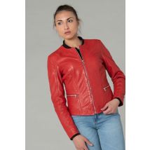 GIPSY - Blouson col rond en cuir rouge