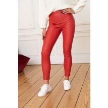 CITYZEN - Legging rouge stretch en cuir