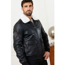 - Blouson en cuir bleu de la Patrouille de France