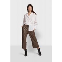 OAKWOOD - Pantalones retro de cuero de cintura alta de color marrón